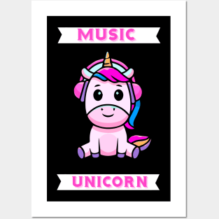 Music Unicorn Magic Cute heudphone Posters and Art